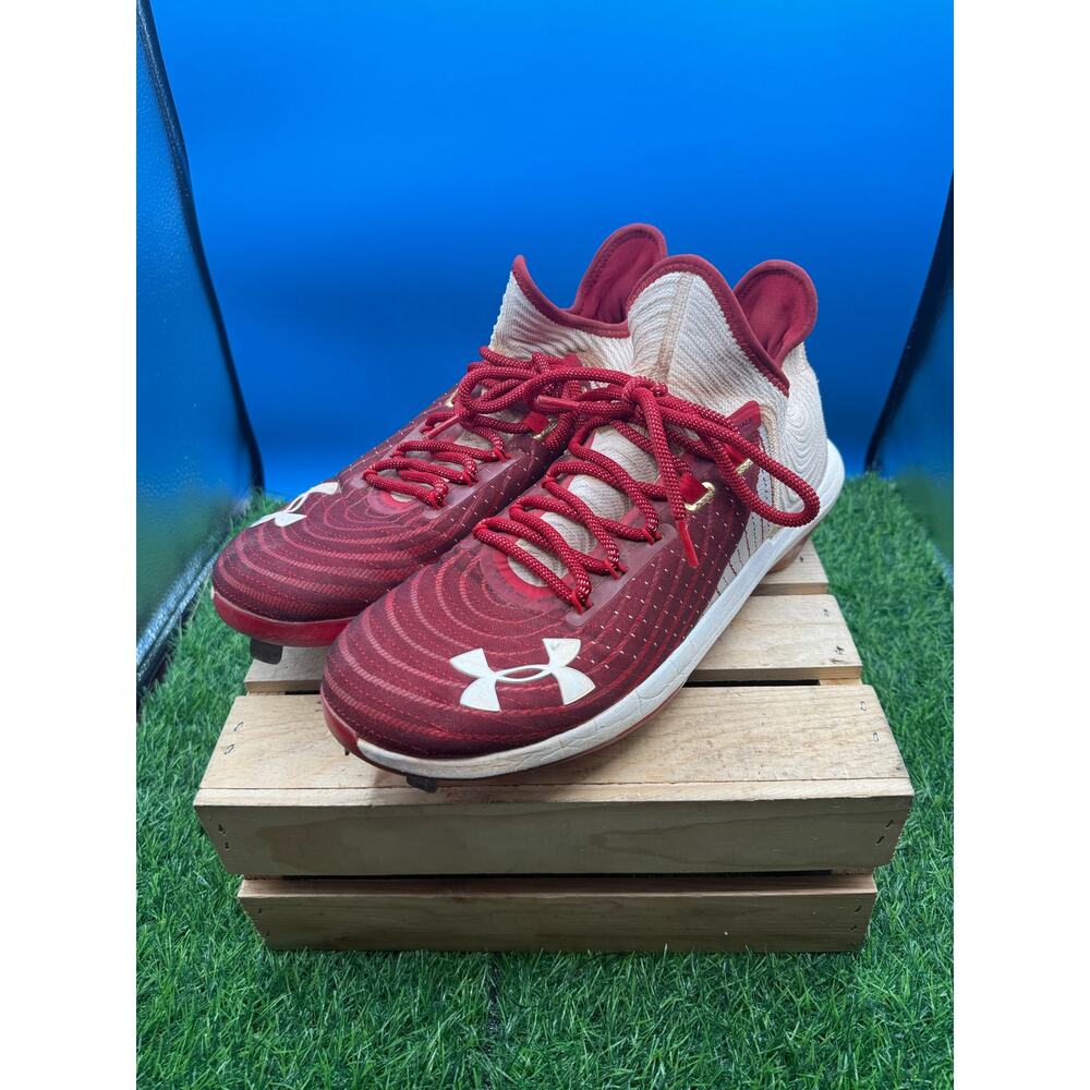 Under Armour Bryce Harper 4 Low Metal Baseball Cleats - Red White -Men's Size 12